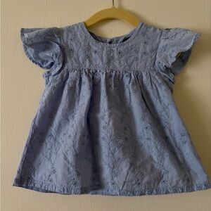 Blue Flutter Sleeve Top